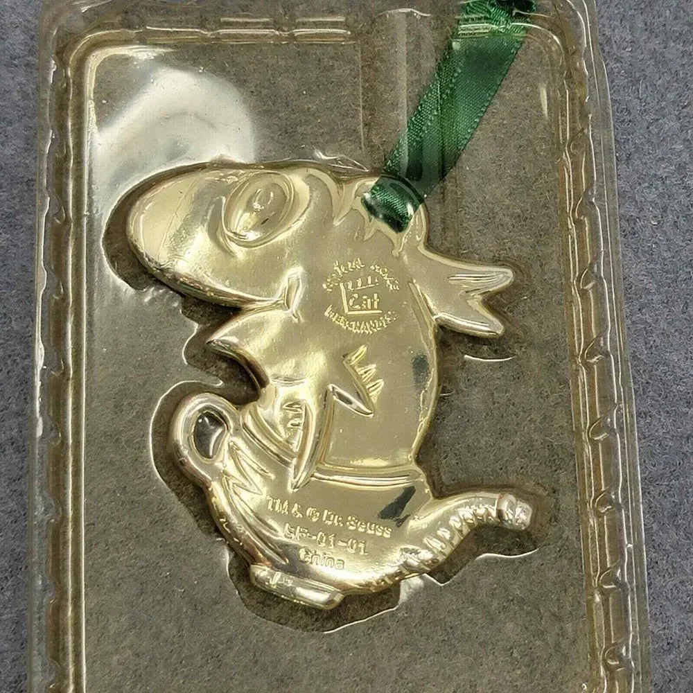 Dr. Suess Cat in the Hat Christmas Ornaments Burger King Silver Plated Set of 3